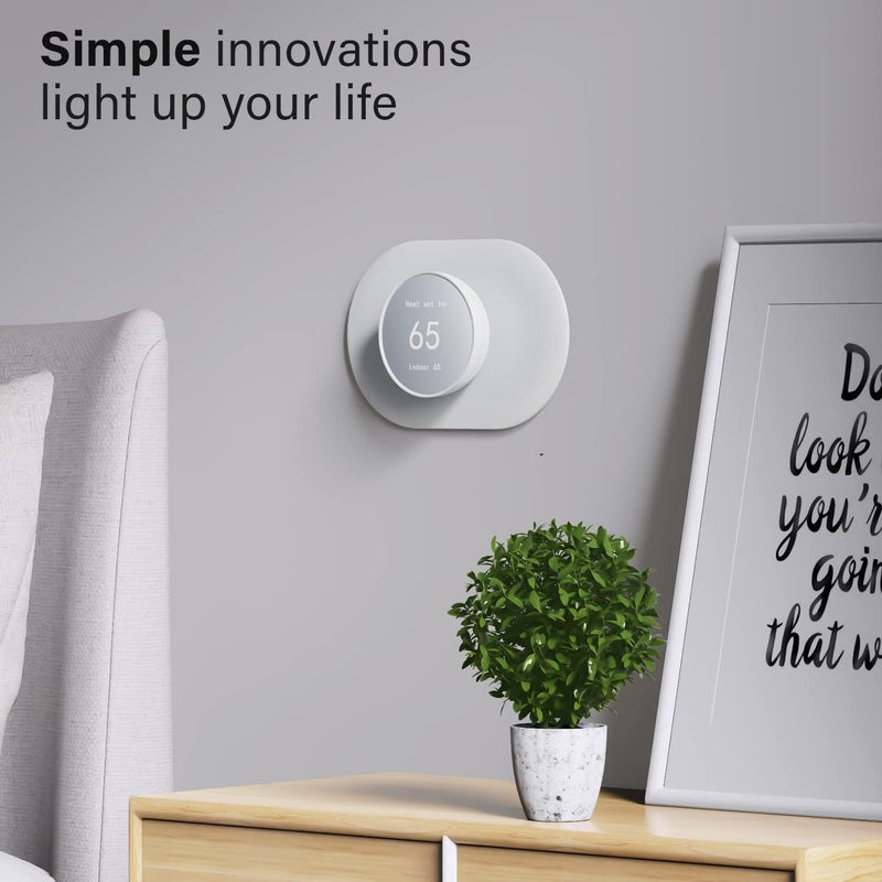 HOGEE Wall Plate Cover Trim Kit Compatible with Google Nest Thermostat 2020, Wall Plate Cover for Google Nest Thermostat 2020, Easy to Install - Snow - Image 4